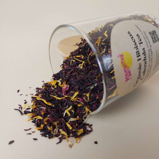 Close-up of Organic Hibiscus Calendula Tea | Positivithé